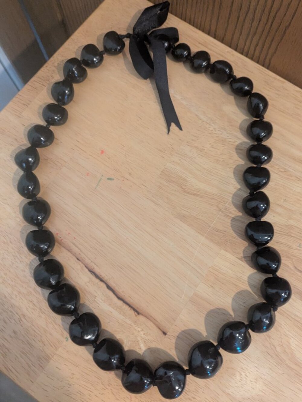 Vintage Chunky Kukui Nut Hawaiian Lei Necklace Statement Piece-54"
